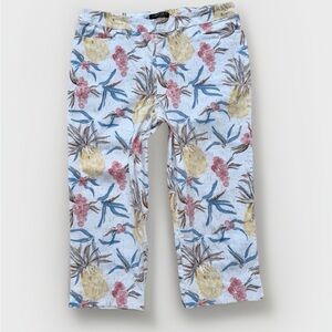 LISETTE Montreal Womens Pants Size L Capri Printed Pull On Pastel Pineapple Prep